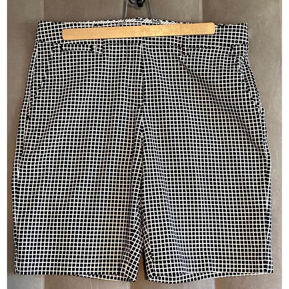 Lands' End Women's Mid Rise Black and White Checkered Casual Shorts Size 8